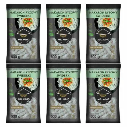 6 x Makaron Ryżowy ŚWIDERKI Bezglutenowy 500 g - Mr. Ming