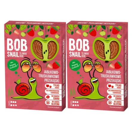 2 x Przekąska Jabłkowo - Truskawkowa z Owoców Bez Dodatku Cukru 60 g - Bob Snail