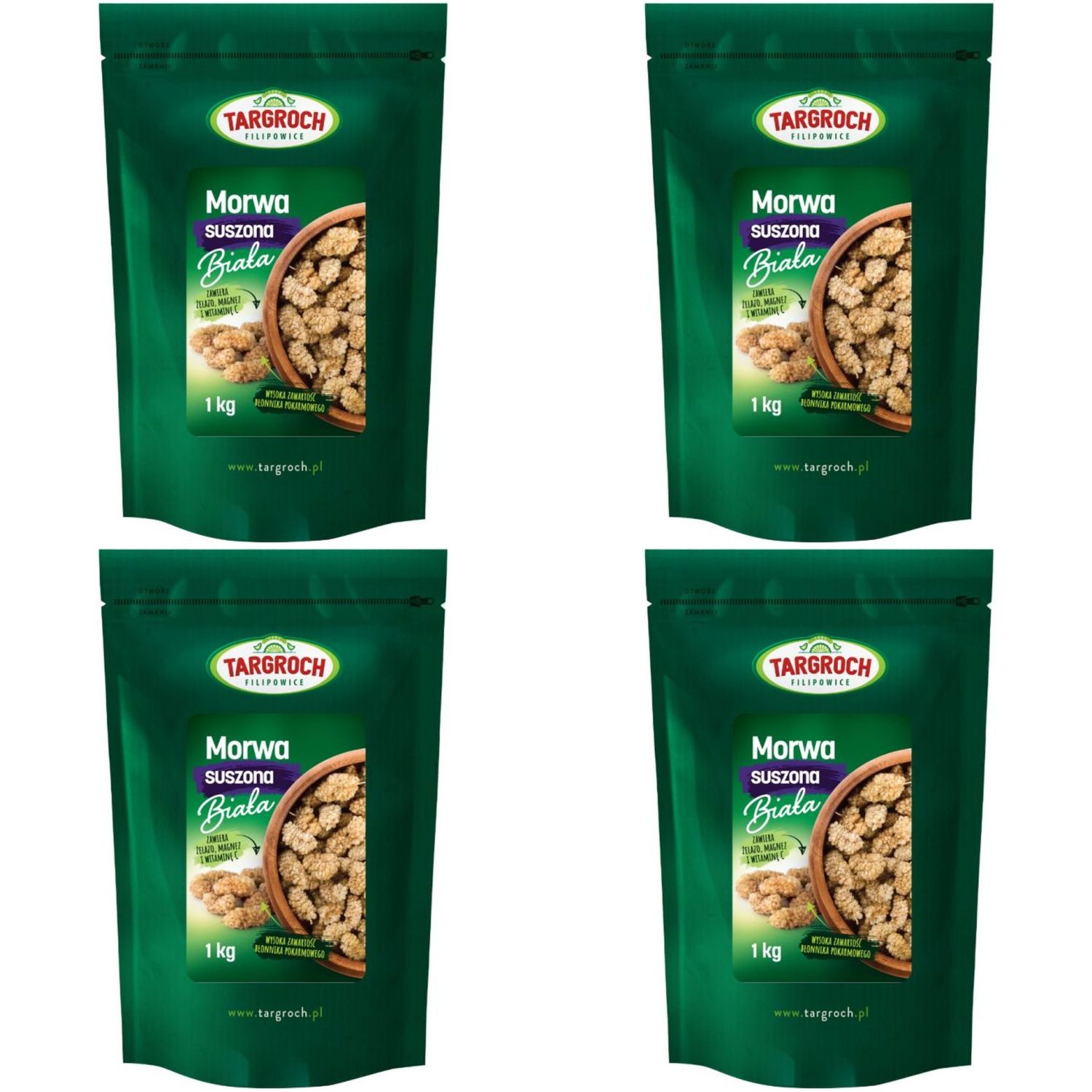 4 x Morwa Biała Suszona Owoc 1 kg - Targroch