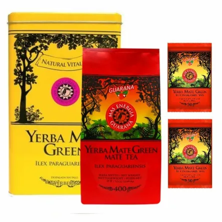 Yerbera Puszka plus Mate Green Mas Energia Guarana 500 g - 