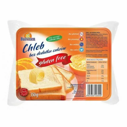 Chleb Bez Dodatku Cukrów Bezglutenowy 350 g - Balviten - Przecena Krótka Data Minimalnej Trwałości