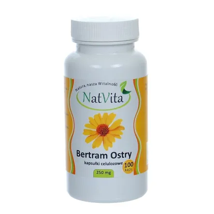 Bertram korzeń ostry 250 mg 100 kapsułek -  Natvita PRZECENA - KRÓTKA DATA MINIMALNEJ TRWAŁOŚCI