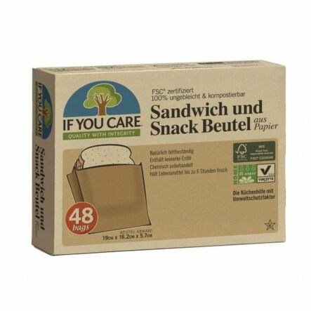Papierowe Torebki na Kanapki Kompostowalne 48 Sztuk - If You Care