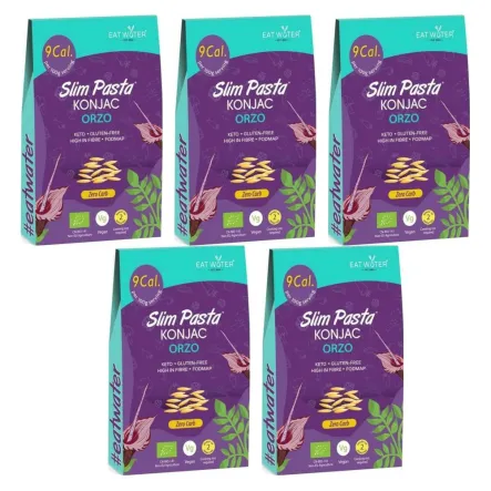 5 x Makaron Konjac w Kształcie Orzo Bezglutenowy Bio 270 g (200 g) - SLIM PASTA
