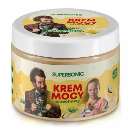 Krem Mocy Orzechowy Biała Czekolada z Owocami Tropikalnymi Bez Dodatku Cukru 250 g - Supersonic (data 16.03.2025)