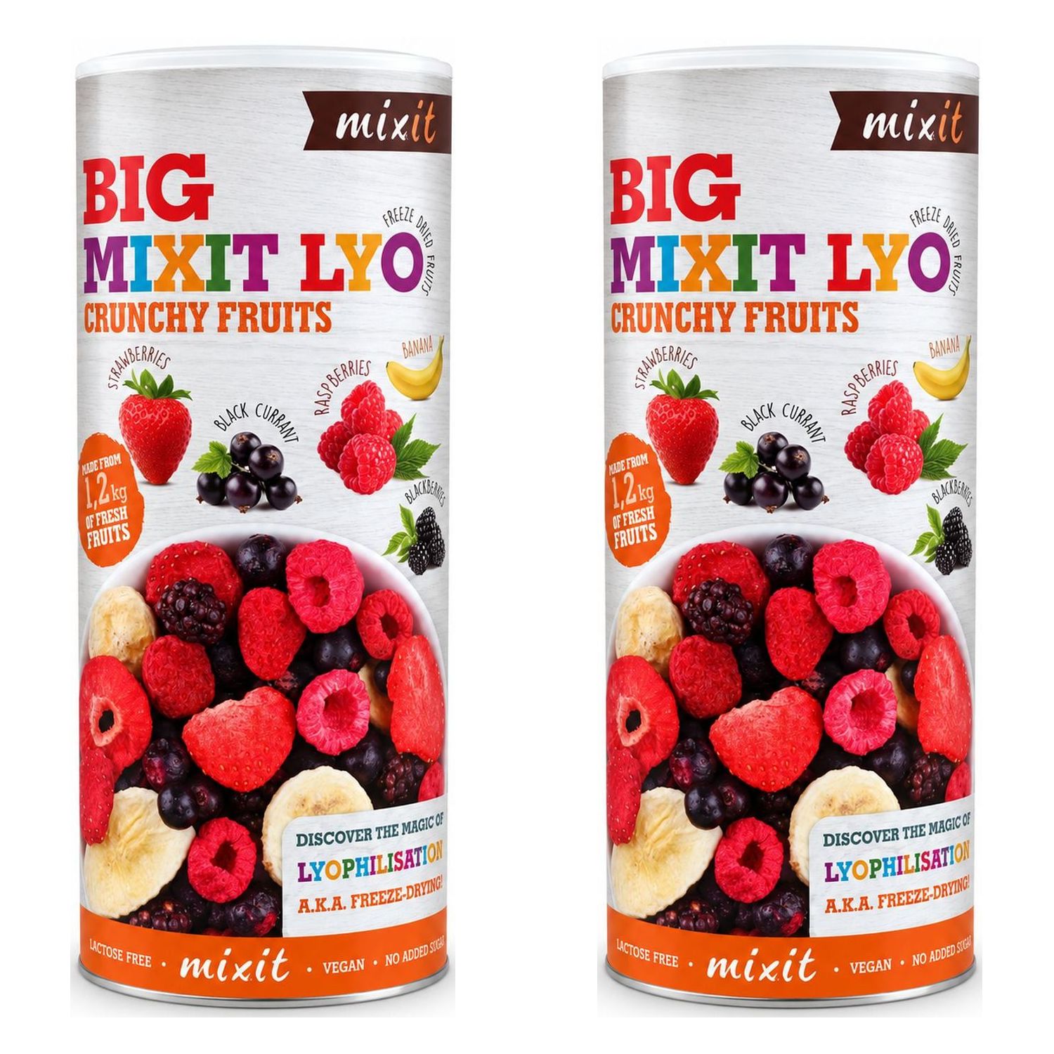 2 x Duże Chrupiące Owoce (Liofilizowane Owoce) 150 g - Mixit