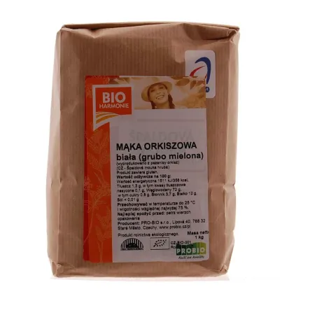 Mąka Orkiszowa Biała Grubo Mielona Bio 1 kg Bioharmonie Przecena Krótka Data Minimalnej Trwałości