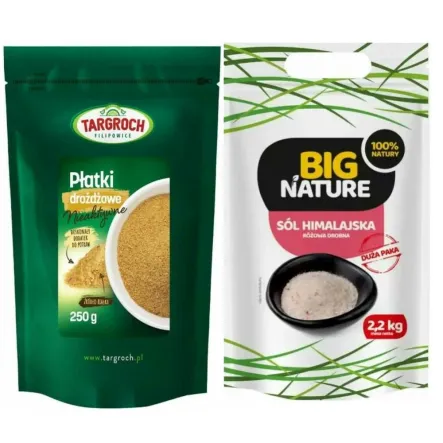 Płatki Drożdżowe Nieaktywne 250 g Targroch + Sól Himalajska Różowa Drobna 2,2 kg - Big Nature