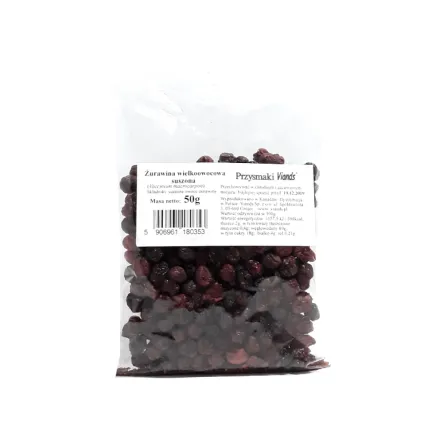 Żurawina Wielkoowocowa Suszona Bez Cukru 50 g - Viands (data: 13.11.2025)