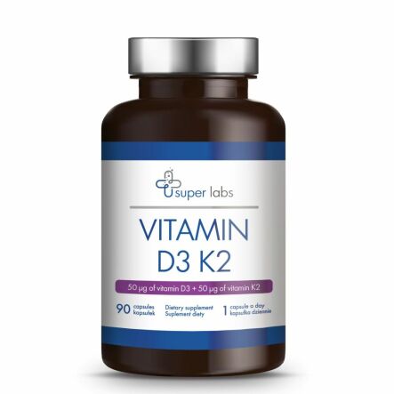 Witamina Vitamin D3+ K2 90 Kapsułek - Super Labs