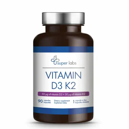Witamina Vitamin D3+ K2 90 Kapsułek - Super Labs 
