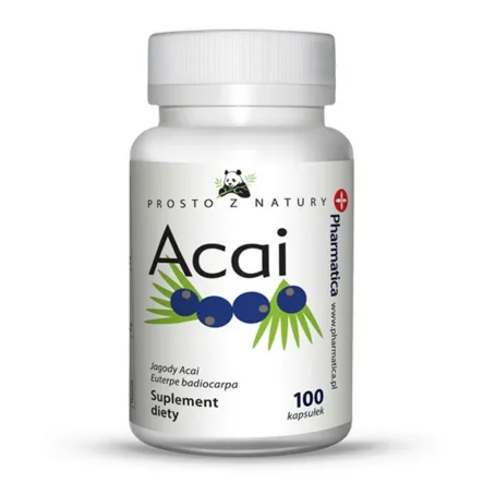 Acai 100x500mg kapsułki - ekstrakt jagody Acai, zielonej herbaty i witamina C- Pharmatica