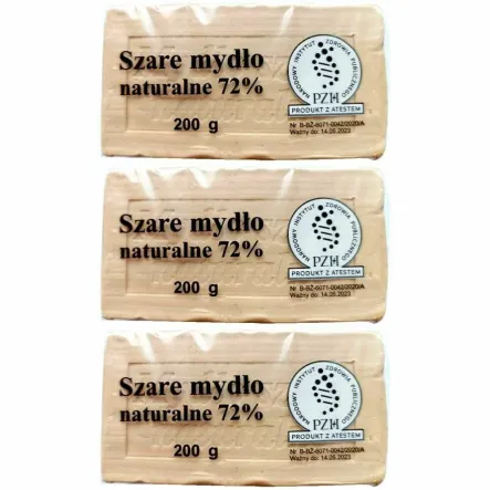 3 x Mydło Szare Sodowe 72% 200 g - PTK ERA - z Atestem PZH