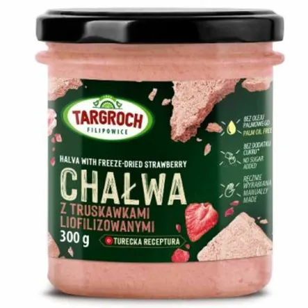 Chałwa z Liofilizowanymi Truskawkami Bez Dodatku Cukru 300 g - Targroch (data: 15.11.2025)