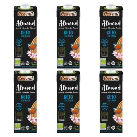 6 x Napój Migdałowy Keto Low Carb Bezglutenowy BIO 1 l - Ecomil