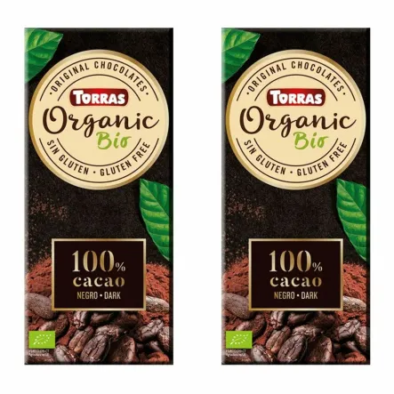 2 x Czekolada Gorzka 100% Kakao Bez Dodatku Cukru BIO 100 g - Torras