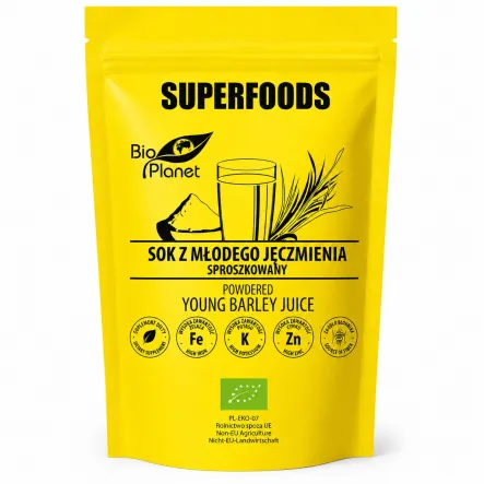Sok z Młodego Jęczmienia Sproszkowany Bio 150 g - Bio Planet