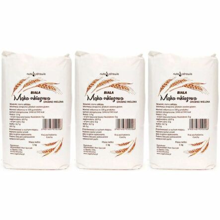 3 x Mąka Orkiszowa Biała Drobna 1 kg Vegamarket
