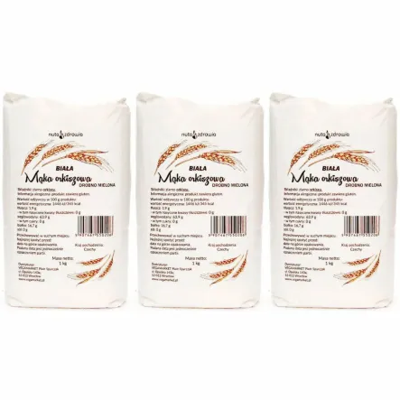 3 x Mąka Orkiszowa Biała Drobna 1 kg Vegamarket