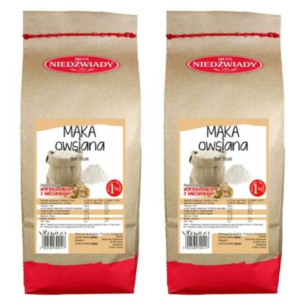 2 x Mąka Owsiana Pełnoziarnista Typ 2000 1 kg - Młyn Niedźwiady