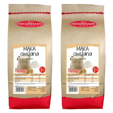 2 x Mąka Owsiana Pełnoziarnista Typ 2000 1 kg - Młyn Niedźwiady
