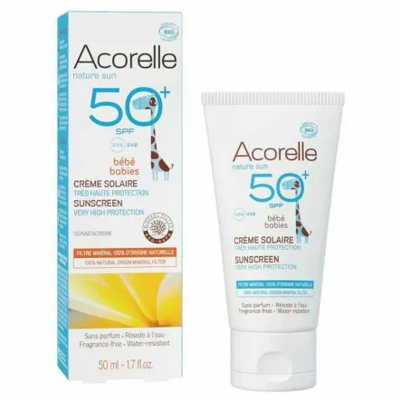 Hipoalergiczny Krem Przeciwsłoneczny dla Niemowląt BIO Filtr Mineralny SPF 50+ 50 ml - Acorelle (data: 30.03.2025)