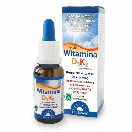 Witamina D3+K2-MK7 Krople 20 ml - Dr. Jacobs