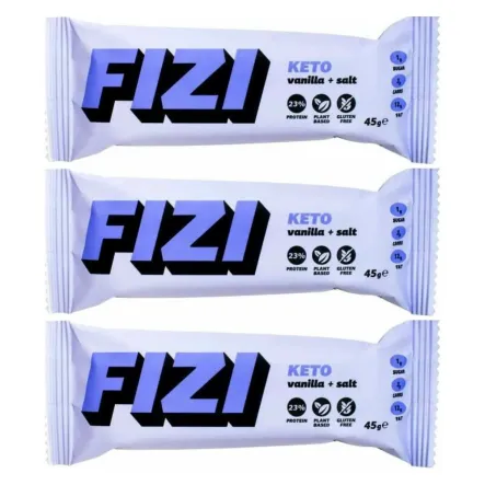 3 x KETO Baton Proteinowy Bezglutenowy Wanilia + Sól 45 g - FIZI