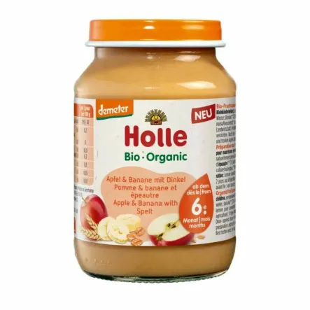 Deser dla Niemowląt Jabłko, Banan, Orkisz Bio Demeter 190 g - Holle