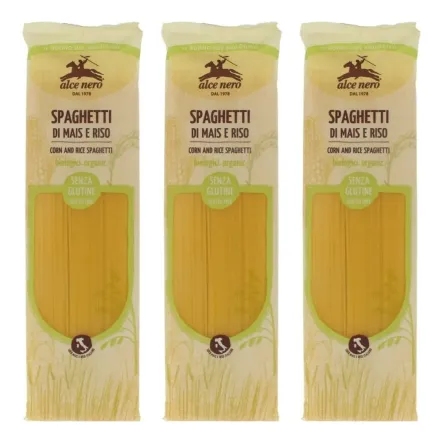 3 x Makaron Kukurydziano - Ryżowy Spaghetti Bezglutenowy Bio 250 g - Alce Nero