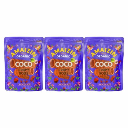 3 x Rurki Waflowe Kokosowo - Czekoladowe Bezglutenowe Bio 140 g - Amaizin