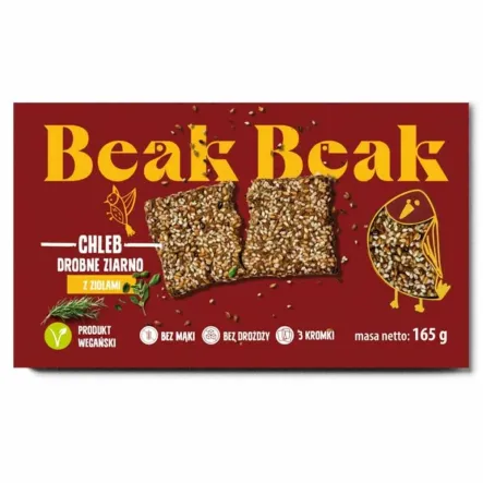 Chleb Drobne Ziarno Z ZIOŁAMI VEGE 165 g - Beak Beak - Przecena Krótka Data Minimalnej Trwałości