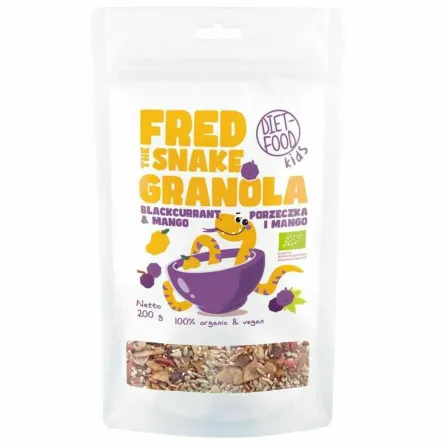 Granola Fred The Snake MANGO & PORZECZKA BIO 200 g - Diet-Food Kids