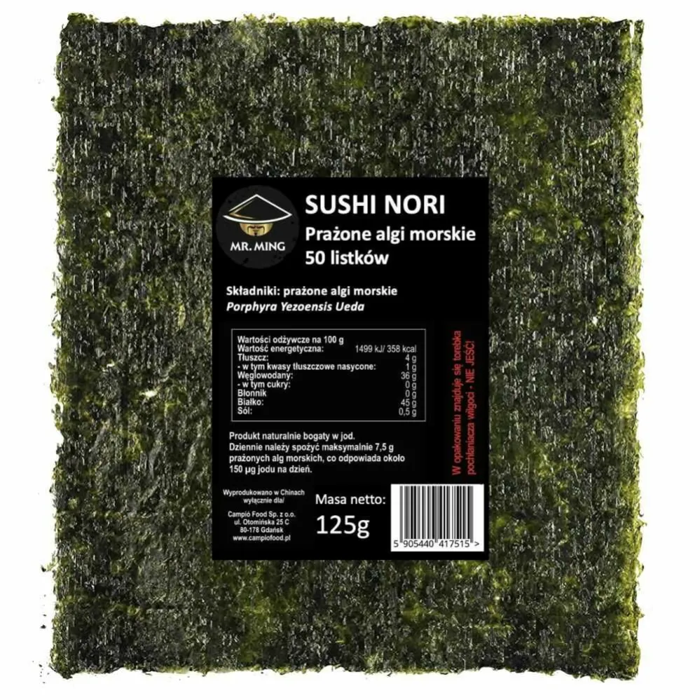 SUSHI NORI Prażone Algi Morskie 50 Listków (125 g) - Mr. Ming