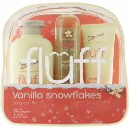 Zestaw VANILLA SNOWFLAKES (Brokatowy Balsam do Ciała 200 ml + Mgiełka do Ciała 80 ml + Krem do Rąk 50 ml) - Fluff