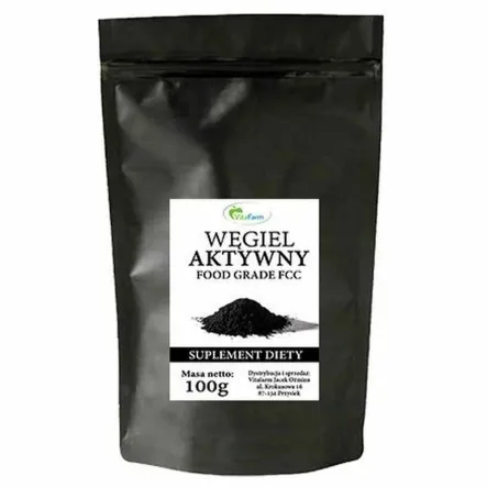 Węgiel Aktywny Drzewny w Proszku FCC Spożywczy 100 g - Vitafarm