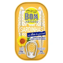 Sardynki Portugalskie w Oleju Słonecznikowym 120 g (84 g) - Bom Petisco