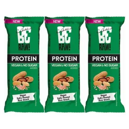 3 x BeRaw Baton Proteinowy 21% Salty Peanut 40 g - FoodWell