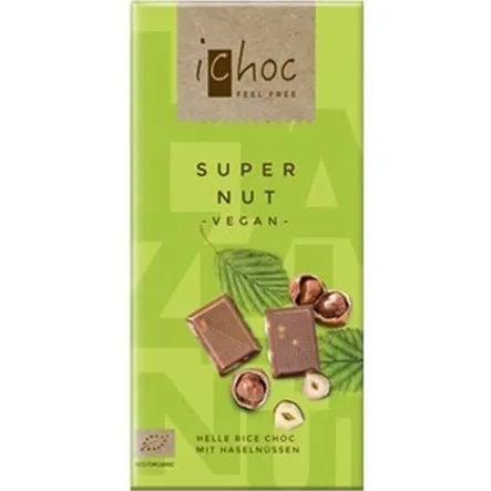 Ichoc Czekolada z Orzechami Laskowymi Na Napoju Ryżowym Bio 80 g 