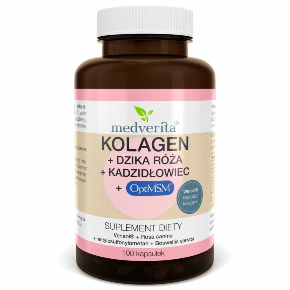 Kolagen Wołowy+ Dzika Róża+ Kadzidłowiec+ OptiMSM® 100 Kapsułek - Medverita