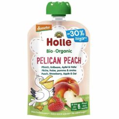 Mus Brzoskwinia, Truskawka, Jabłko, Owies Bez Dodatku Cukru Bezglutenowy Bio 100 g - Holle