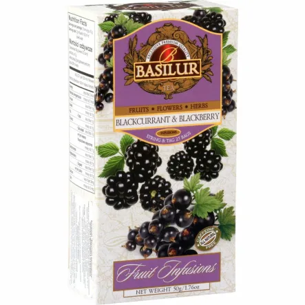 Herbata Owocowa w Saszetkach BLACCURRANT & BLACKBERRY 50 g (25x 2 g) - BASILUR 