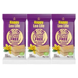 3 x Wafle Waniliowe Bezglutenowe Bez Laktozy Bez Dodatku Cukru 48 g - Happy Lea Life