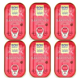 6 x Sardynki Portugalskie w Sosie Pomidorowym 120 g (78 g) - Bon Appetit