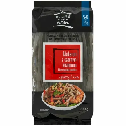 Makaron Ryżowy z Czarnym Sezamem 5 mm 200 g - House of Asia