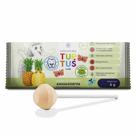 TUPTUŚ Lizak o Smaku Ananasowym Multiwitamina z Magnezem - Sweetpharm