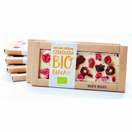 Czekolada Biała z Liofilizowaną Maliną i Jeżyną Bio 53 g - Cukiernia Staropolska - Przecena Krótka Data Minimalnej Trwałości