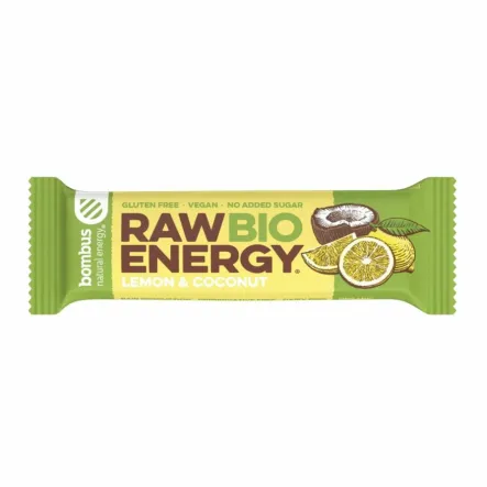 Baton Raw Energy Cytryna and  Kokos Bezglutenowy Bio 50 g - Bombus