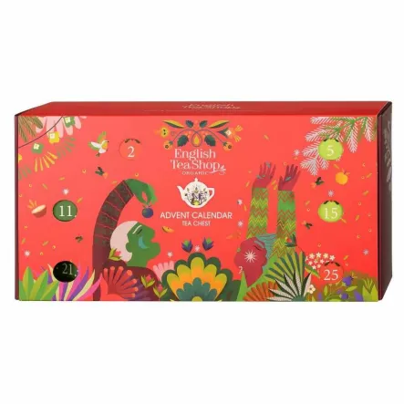Kalendarz Adwentowy Herbaty i Herbatki Chest Red BIO 25 Piramidek w 13 Smakach - English Tea Shop