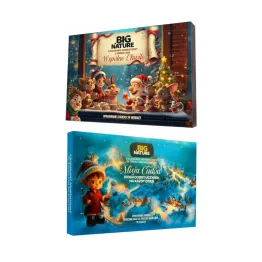 Kalendarz Adwentowy z 24 Różnymi Herbatami+ Zaparzaczem WSPÓLNE CHWILE 157,5 g - Big Nature + Kalendarz Adwentowy ze Świeczkami Sojowymi+ Świecznik Misja Cudów 240 g - Big Nature